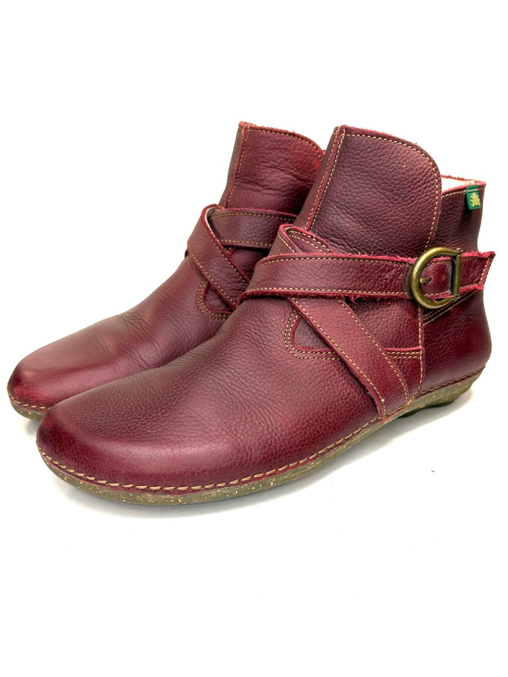 El Naturalista Red Leather Ankle Boots | 39